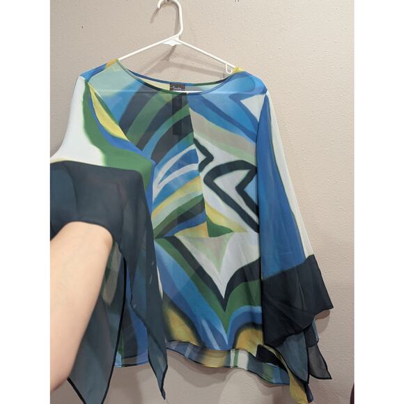 Chico's Black label Traveler's collection pretty mod Drama blouse size 2 - Picture 5 of 11